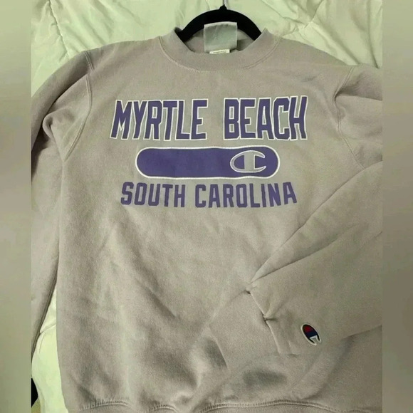 VTG Champion Myrtle Beach South Carolina Lilac Purple Sweatshirt Preppy Comfy - Picture 9 of 11